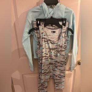 Girls Outfit- 10/12- Blue/Grey- 3 piece set